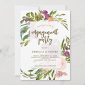緑のフローラモダン婚約パーティの招待 招待状 (正面)