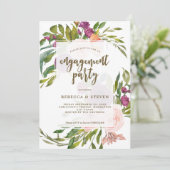 緑のフローラモダン婚約パーティの招待 招待状 (スタンド正面)