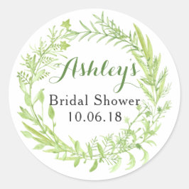 緑のフローラリースブライダルシャワーサンキュー ラウンドシール