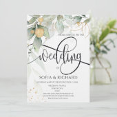 緑のフローラリース水彩書道 招待状 (スタンド正面)