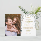 緑のフローラワイルドフラワーカスケードフォト結婚ズ 招待状 (スタンド正面)