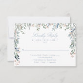 緑のフローラワイルドフラワーズダスティブルー結婚ズ 出欠カード (正面)