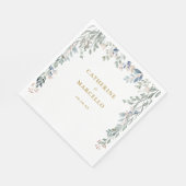 緑のフローラワイルドフラワー結婚金ゴールド スタンダードランチョンナプキン (角)