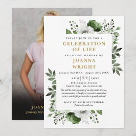 緑のフローラ写真お祝いのライフ葬儀 招待状