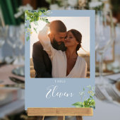 緑のフローラ写真ほこりっぽい青い表の番号 サンキューカード