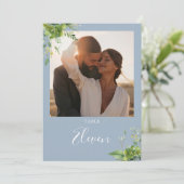 緑のフローラ写真ほこりっぽい青い表の番号 サンキューカード (スタンド正面)