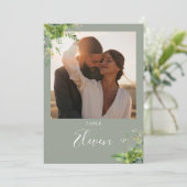 緑のフローラ写真セージ緑のテーブル番号 サンキューカード (スタンド正面)