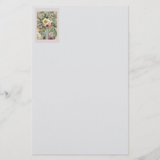 緑のフローラ十字 便箋 (正面)