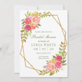 緑のフローラ幾何学的ブライダルシャワーパーティー 招待状 (正面)