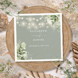 緑のフローラ文字列ライトセージグリーン結婚ズ スタンダードカクテルナプキン