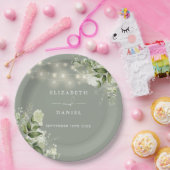 緑のフローラ文字列ライトセージグリーン結婚ズ ペーパープレート (パーティー)