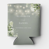 緑のフローラ文字列ライトセージグリーン結婚ズ 缶クーラー (正面)