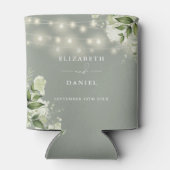 緑のフローラ文字列ライトセージグリーン結婚ズ 缶クーラー (裏面)