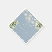 緑のフローラ文字列ライトダスティブルー結婚ズ スタンダードカクテルナプキン (角)