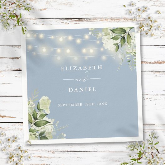 緑のフローラ文字列ライトダスティブルー結婚ズ スタンダードカクテルナプキン