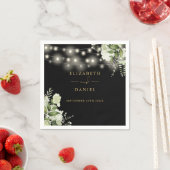 緑のフローラ文字列ライトブラック金ゴールド スタンダードカクテルナプキン (インサイチュ)