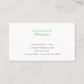 緑のフローラ植物性緑のカード。ガーデン 名刺 (裏面)