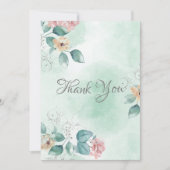 緑のフローラ水の結婚色 サンキューカード (正面)