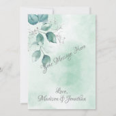 緑のフローラ水の結婚色 サンキューカード (裏面)