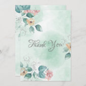 緑のフローラ水の結婚色 サンキューカード (正面/裏面)