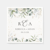 緑のフローラ水の結婚色 スタンダードカクテルナプキン (正面)