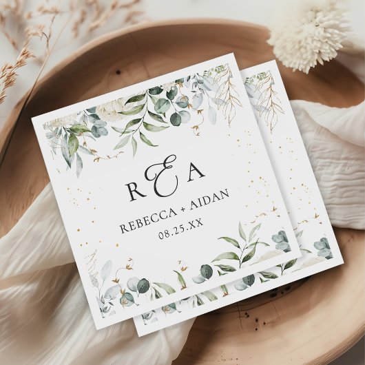 緑のフローラ水の結婚色 スタンダードカクテルナプキン