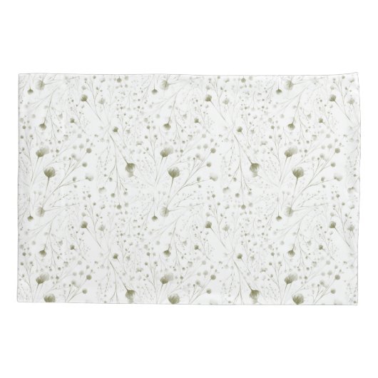 緑のフローラ水の色 – 自然インスパイア寝具 枕カバー (裏面-左)