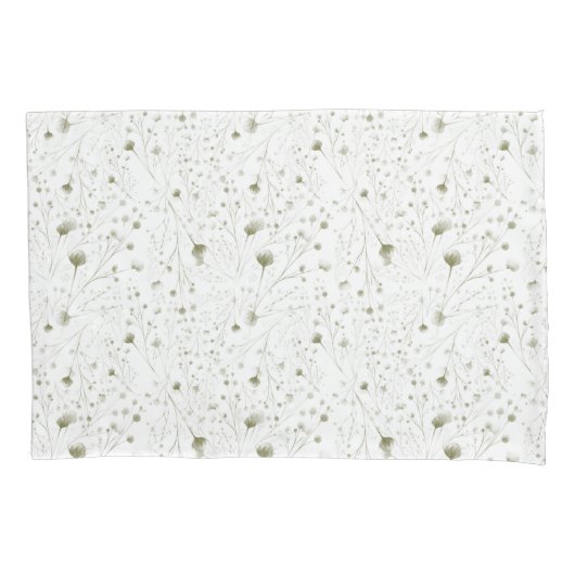 緑のフローラ水の色 – 自然インスパイア寝具 枕カバー (正面左)