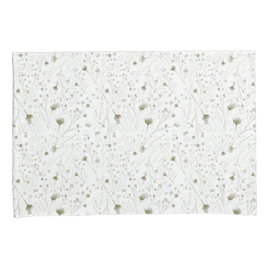 緑のフローラ水の色 – 自然インスパイア寝具 枕カバー (正面右)