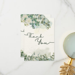 緑のフローラ水カラーサンキューカード サンキューカード