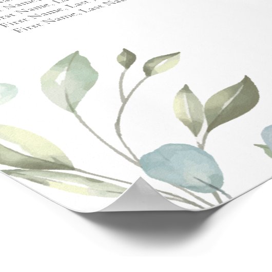 緑のフローラ水結婚色の座席表 ポスター (角)