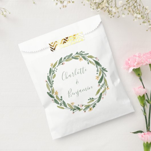 緑のフローラ水色の緑のカスタムウェディング フェイバーバッグ (封をした状態)
