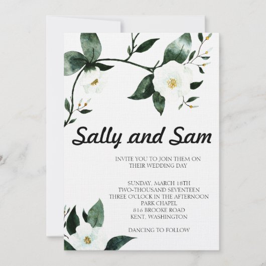緑のフローラ水色 招待状 (正面)