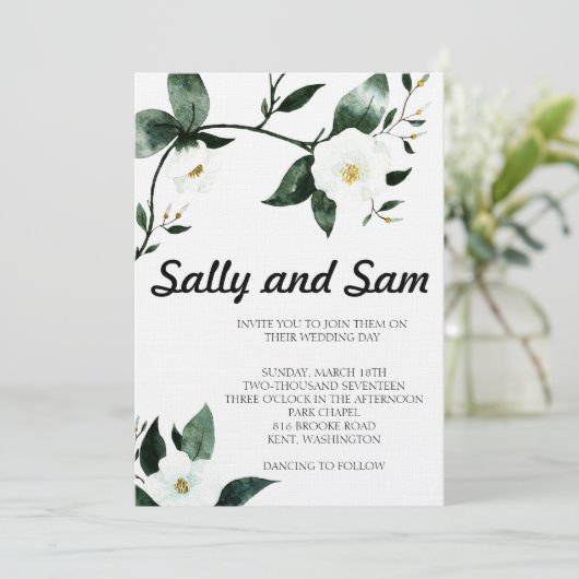 緑のフローラ水色 招待状 (スタンド正面)