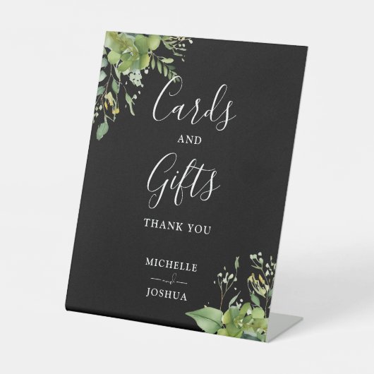 緑のフローラ白黒のカードとギフト 台座サイン (正面)