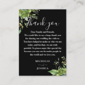 緑のフローラ白黒結婚の感謝 プレイスカード (正面)