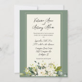 緑のフローラ秋冬の水の色結婚の 招待状 (正面)