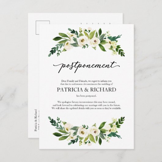 緑のフローラ結婚の延期の発表 ポストカード (正面/裏面)