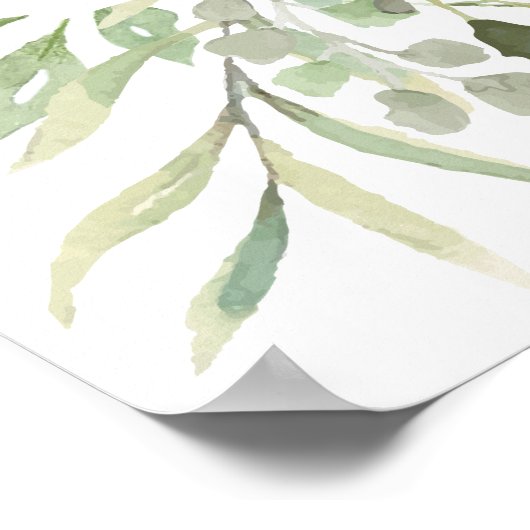 緑のフローラ結婚の歓迎サイン ポスター (角)