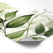 緑のフローラ結婚タイポグラフィの歓迎サイン ポスター (角)