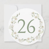 緑のフローラ結婚リースの円表番号 招待状 (裏面)