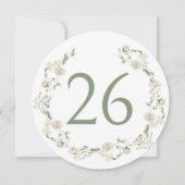 緑のフローラ結婚リースの円表番号 招待状 (正面)