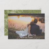 緑のフローラ結婚写真/シャワーサンキューカード サンキューカード (正面/裏面)