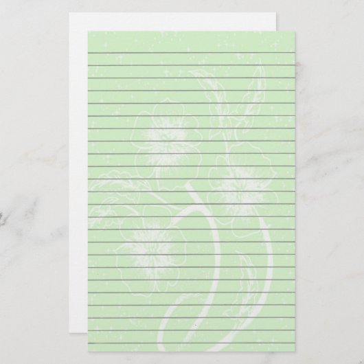 緑のフローラ線の文房具 便箋 (正面/裏面)