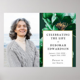 緑のフローラ葬儀お祝いのライフサイン ポスター