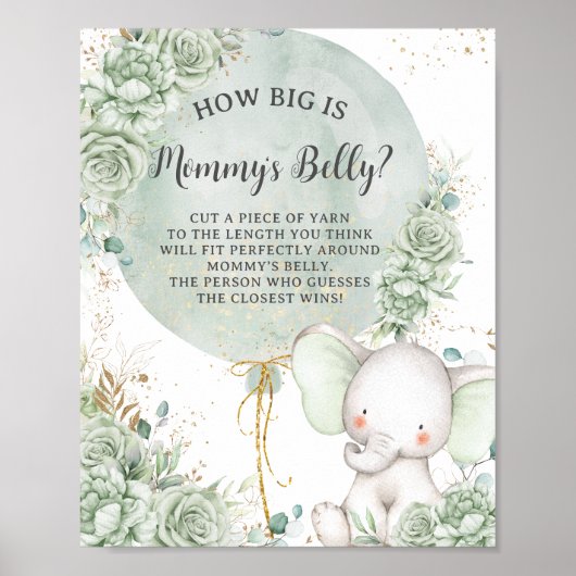 緑のフローラ象どのように大きいママの腹 ポスター (正面)