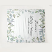 緑のフローラ赤ちゃんシャワー写真ブース背景 タペストリー (正面(横))