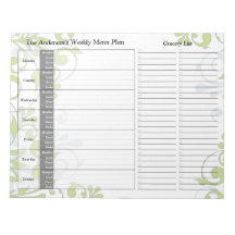 緑のフローラ週間パーソナライズされたメニュープランメモ帳