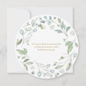 緑のフローラ金ゴールドスクリプトサンキューカード (裏面)