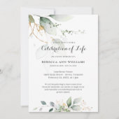 緑のフローラ金ゴールド自然お祝い 招待状 (正面)
